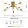 8-Light Gold Sputnik Light Fixture, Semi Flush Mount Ceiling Light Fixture, Sputnik Chandelier, Modern Ceiling Light for Kitchen Living Room Dining Room Bedroom Hallway Foyer