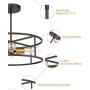 Harriet Vintage Semi Flush Mount Ceiling Light Fixture, Drum Shade Hanging Pendant Lighting with Antique Brass Accents, Oil Rubbed Bronze and Brass Finish 4-Light, HPCL01ORB