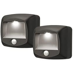 Mr. Beams MB522 Wireless Battery-Operated Indoor/Outdoor Motion-Sensing LED Step/Stair Light, 2-Pack, Brown