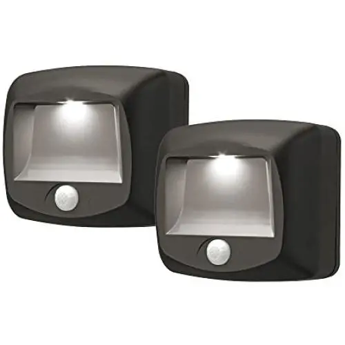 Mr. Beams MB522 Wireless Battery-Operated Indoor/Outdoor Motion-Sensing LED Step/Stair Light, 2-Pack, Brown