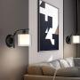 Modern Glass Wall Sconce Lighting, Bedroom Lving Room Bathroom Wall Lamp Matte Black Frosted Glass Shade Vanity Wall Light