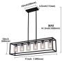Sivilynus Black Chandelier Dining Room Lighting Fixtures Hanging Black 6 Light Farmhouse Kitchen Island Cage with Glass Shade Adjustable Rods Industrial Rustic Ceiling Pendant Lighting