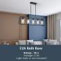 LUBURS  Kitchen Island Lighting - 5 Lights Chandelier,Black Pendant Lighting with Metal Adjustable Rods&Clear Glass Shade, Vintage Pendant Ceiling Lamp for Dining Room Kitchen Living Room Farmhouse