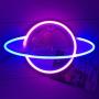 Blue Pink Color Galaxy Planet Neon Sign Light Glow in The Dark Ceiling Hanging Home Wall Party Decor,LED Hang Planets Neon Sign Create The Milky Way Atmosphere for Halloween Party