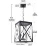 MELUCEE 3-Light Outdoor Chandelier Lighting Black Indoor Lantern Pendant Light Exterior Ceiling Light Fixtures with Clear Glass for Patio Porch Entryway