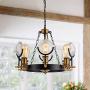 Weesalife Industrial Style 6-Lights Chandeliers, Vintage Car Lamp Pendant Lighting, Black and Oil Rubbed Bronze Metal, for Dining Room, Living Room, Kitchen Island, Hotel, Cafe, Bar, Restaurant