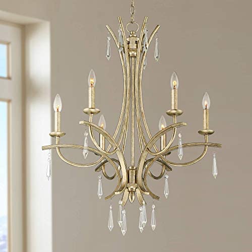 Josephine Silver Leaf Chandelier 26 1/4'' Wide Crystal 6-Light Fixture for Dining Room House Foyer Kitchen Island Entryway Bedroom Living Room - Regency Hill Josephine Silver Leaf Chandelier 26 1/4'' Wide Crystal 6-Light Fixture for Dining Room House Foyer Kitchen Island Entryway Bedroom Living Room - Regency Hill