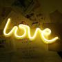 NiniTe LIGHTS Love Neon Light, Cute Neon Love Sign, Battery or USB Powered Night Light as Wall Decor for Kids Room, Bedroom, Festival, Party (Yellow)