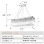 Crystal Chandelier, 4-Light Modern Chandelier, Rectangle Raindrop Ceiling Light Fixture for Dining Room Kitchen Islander E12 Bulbs Required L33''x W10”x H7”