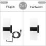 YeLEEiNO Modern LED Wall Sconce Acrylic Wall Light Cool White Plug in Cord with on/Off Switch Decorative Wall Lamp Night Light for Living Room, Bedroom, Corridor (Black)