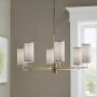 Hampton Hill MPS150-0064 Conrad 6 Modern Chandeliers-Metal, Fabric Shade Pendant Ligthing Lamp Ceiling Dining Room Lighting Fixture Hanging, See Below, Grey/Gold