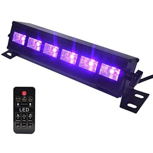 Exulight LED Bar,3W x 6 LEDs Black Lights for Parties,Glow in Dark, Halloween and Christmas Party,Birthday,Wedding,Stage Lighting with Dimmable Blacklight Bulb