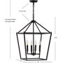 JONATHAN Y JYL7437A Pagoda Lantern Dimmable Adjustable Metal LED Pendant, Classic, Traditional for Dining, Living Room, Kitchen, 16'' 4-Bulb, Oil Rubbed Bronze