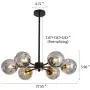 6 Light Chandelier , Large Ceiling Light Fixture with Glass Classic, Black Pendent Lighting for Living Room Bedroom Bathroom Farmhouse Kitchen