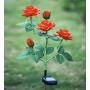 New Material Outdoor Realistic Solar Powered Rose Lights Flower Stake, for Garden Patio Yard Pathway Decoration, Orange