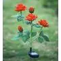 New Material Outdoor Realistic Solar Powered Rose Lights Flower Stake, for Garden Patio Yard Pathway Decoration, Orange