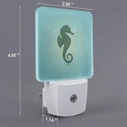 Set of 2 Led Night Lights, Seahorse Under The Ocean Water Blue Auto Dusk-to-Dawn Sensor Night Lamp Plug-in Home Decorative for Adult