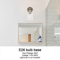 VINLUZ Modern Wall Sconces Lighting Brushed Nickel Finished 1-Lights with Cleae Glass Shade Bathroom Vintage Wall Light Fixtures Vanity, Indoor Porch Lights Hallway Bedroom Dining Room