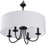 ROSEN GARDEN 4-Light Chandelier with White Linen Drum Shade, Adjustable Chain Hanging Ceiling Lights, Pendant Light Fixture Fitting for Dining Room, Entryway, Hallway and Foyer