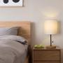 HAITRAL Wooden Table Lamp - Nightstand Desk Lamp with White Shade, Pull Chain Switch Bedside Lamp for Bedroom, Living Room, Kid Room, Dorm, Farmhouse, Home Office- White/Wooden …