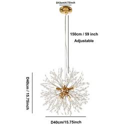 Firework Light Crystal Chandeliers Bubble Lights Sputnik Light Hanging Christmas Lights for Bedroom Dining Room Lighting fixtures 8-Lights in Gold