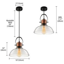 Industrial Edison Vintage Glass Pendant Lighting-LITFAD Classic Dome Ceiling Light Chandelier Mounted Light Fixtures Copper Finish for Dining Room Foyer Living Room Cafe Bar