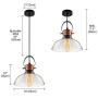 Industrial Edison Vintage Glass Pendant Lighting-LITFAD Classic Dome Ceiling Light Chandelier Mounted Light Fixtures Copper Finish for Dining Room Foyer Living Room Cafe Bar