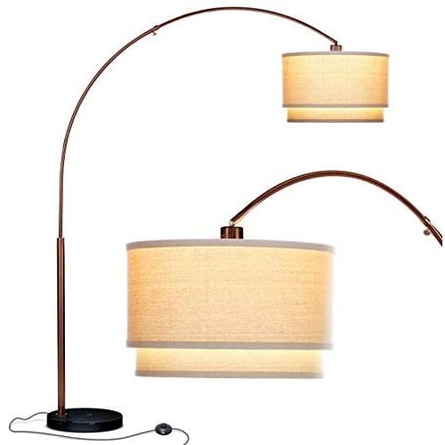 Brightech Mason - Arc Floor Lamp with Unique Hanging Drum Shade for Living Room Matches Your Decor - Arching Over The Couch from Behind, This Standing Pole Light Gets Compliments - Bronze