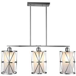 SHENGQINGTOP 33 Inches Modern Kitchen Island Lights with Frosted Glass, 3-Light Dining Room Lighting Fixtures Hanging, New Transitional Multi Pendant Lighting, Brushed Nickel Finish