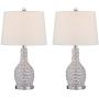 Maxax Crystal Table Lamps Set of 2 with White Fabric Shade, 3-Way Dimmable Decorative Bedside Nightstand Desk Lamps for Living Room Bedroom Dining Room Kitchen, Chrome Finish