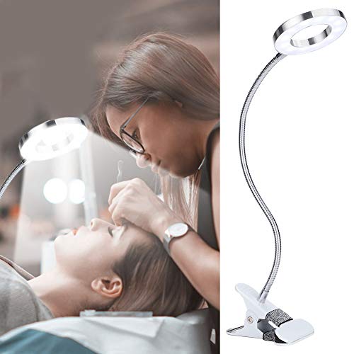 Duevin Clip Lamp USB Circle Makeup Lamp LED Portable Desk Light LED Tattoo Lamp Portable Tattoo Reading Light for Eyebrow Eyelash Extension Watch Repair Energy Saving Bright Reading Light