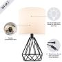 CO-Z Modern Table Lamps for Living Room Bedroom Set of 2, Black Metal Desk Lamp with Hollowed Out Base and White Fabric Shade, Bedside Lamps for Farmhouse Nightstand Accent