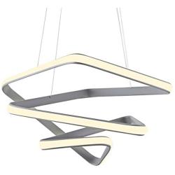 Modern LED Pendant Light for Living Room Creative Hanging Light Fixture for Dining Room with Acrylic Shape Dimmable Contemporary Geometric Chandelier 4000K for Foyer,Hallway,Kitchen Island 36W, Grey