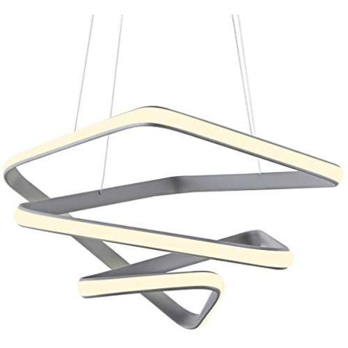 Modern LED Pendant Light for Living Room Creative Hanging Light Fixture for Dining Room with Acrylic Shape Dimmable Contemporary Geometric Chandelier 4000K for Foyer,Hallway,Kitchen Island 36W, Grey