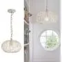 YLONG-ZS Round Pendant Light Hanging Lantern Lighting Fixture for Kitchen and Dining Room, Industrial Retro Iron Chandelier Fixture,E26 Base, White (Bulbs Not Included)，Small Size
