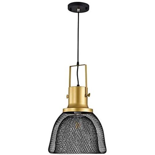 FLIPlight Industrial Pendant Lighting, 12”W, Steel, UL/cUL Listed, Black and Gold, Ceiling Hanging Light Fixture for Kitchen Island Dining Room Living Room Farmhouse