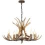 Antler Chandelier Lighting, 6 Lights Resin Deer Antler Chandelier Vintage Style for Living Room Dining Room Bedroom Bar Cafe American Retro Deer Horn Ceiling Lights