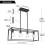 BONLICHT Kitchen Island Dining Room Pendant Lighting 4 Light Industrial Vintage Open Frame Rectangle Chandeliers Modern Black Linear Cage Ceiling Light Fixture for Farmhouse Cafe Bar Restaurant