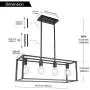 BONLICHT Kitchen Island Dining Room Pendant Lighting 4 Light Industrial Vintage Open Frame Rectangle Chandeliers Modern Black Linear Cage Ceiling Light Fixture for Farmhouse Cafe Bar Restaurant