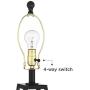 Kacey Industrial Farmhouse Table Lamps Set of 2 with USB Charging Port Nightlight LED Open Column Dark Metal Oatmeal Fabric Drum Shade for Living Room Bedroom Bedside Nightstand - Franklin Iron Works