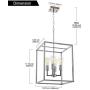 VINLUZ 4 Light Industrial Kitchen Pendant Light in Chrome Finish Lantern Iron Indoor Chandelier Ceiling Lighting Fixture for Stairway Living Room