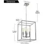 VINLUZ 4 Light Industrial Kitchen Pendant Light in Chrome Finish Lantern Iron Indoor Chandelier Ceiling Lighting Fixture for Stairway Living Room