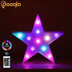 Pooqla Colorful LED Marquee Lights with Remote – Light Up Marquee Signs– Party Bar Star Lights Decorations for Home Bedroom - Multicoloured Star