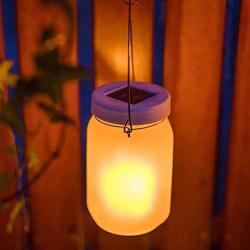 Solar Mason Jar Light with The Flickering Flame Effect(Mason Jar/Hanger Included) 4 Pack,Outdoor Solar Table Light for Patio Yard Garden Party Wedding Christmas,Outdoor Decorative Hanging Light Zkee