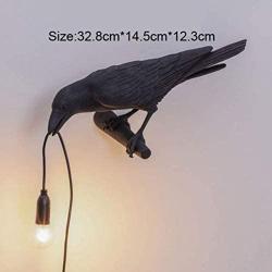 Crow Table lamp，Artificial Bird Shaped Table Lamp，Bird Wall Lamp Light LED Table Lamps，Desk Lamp Night Light for Adults Kids for Bedrooms, Living Rooms, Office Decoration (Black-A)