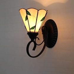 Wrought Iron Wall Lamp Wall Sconce, Tiffany Style Handmade Stained Glass Wall Light, Night Lights for Bedroom, Living Room, Corridor, Aisle, Bedside Reading Lamps,B