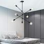 Sputnik Light Fixture Mobile Chandelier 6 Lights Modern Pendant Lighting Black Finish Contemporary Semi Flush Mount Ceiling Light Fixtures for Dining Room
