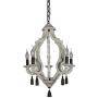DOCHEER Vintage Rustic Metal Wooden Chandelier Distressed White Farmhouse 5- Lights Wooden Chandeliers Pendant Lighting Fixtures for Dining Room, Bedroom, Living Room, Bathrooms Lighting