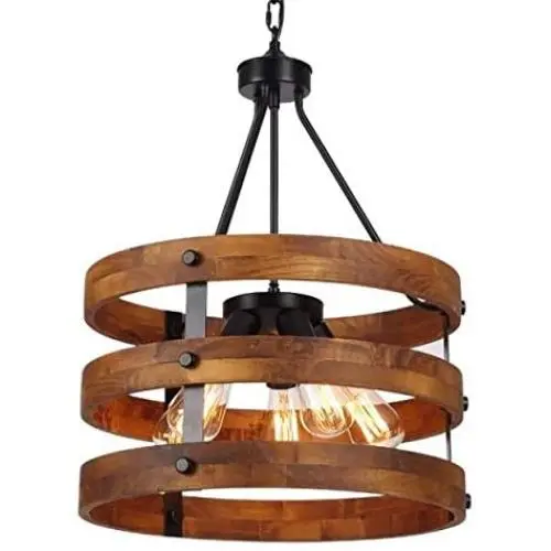 3 Light x 17.7'' Wide Metal Round Wood Shade Geometric Chandelier Industrial Farmhouse Lantern Hanging Foyer Pendant Lamp Retro Edison Bulb Open Frame Drum Shade Lantern Lamp 3 Light x 17.7'' Wide Metal Round Wood Shade Geometric Chandelier Industrial Farmhouse Lantern Hanging Foyer Pendant Lamp Retro Edison Bulb Open Frame Drum Shade Lantern Lamp
