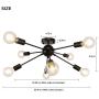 LynPon 8 Lights Modern Sputnik Chandelier Mid Century Black Industrial Ceiling Light Fixture for Kitchen Dining Room Bedroom Hallway Lighting
